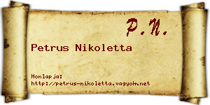 Petrus Nikoletta névjegykártya